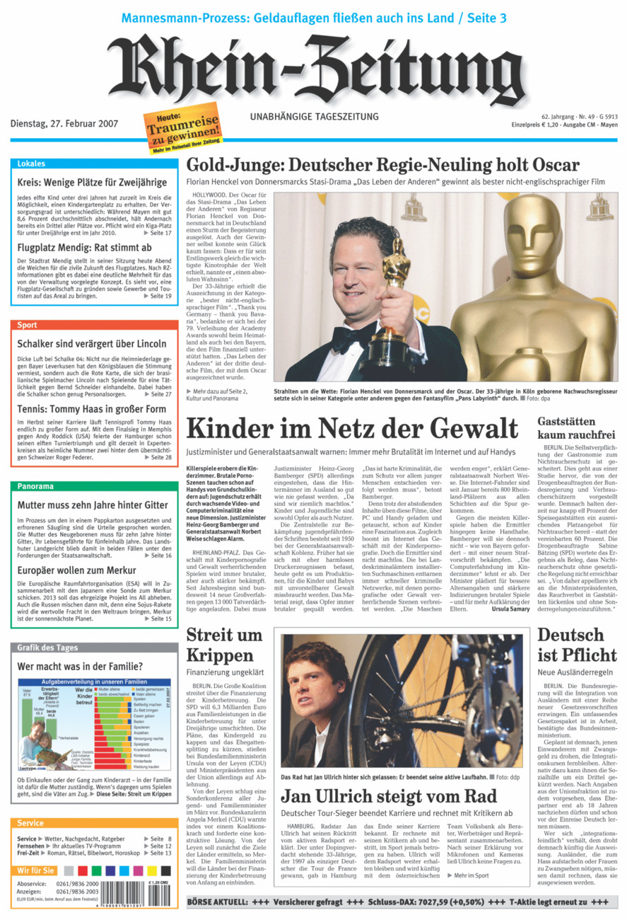 Rhein-Zeitung Andernach & Mayen vom Dienstag, 27.02.2007