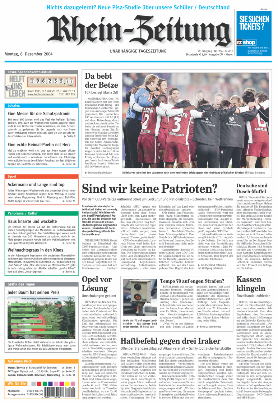 Rhein-Zeitung Andernach & Mayen vom Montag, 06.12.2004