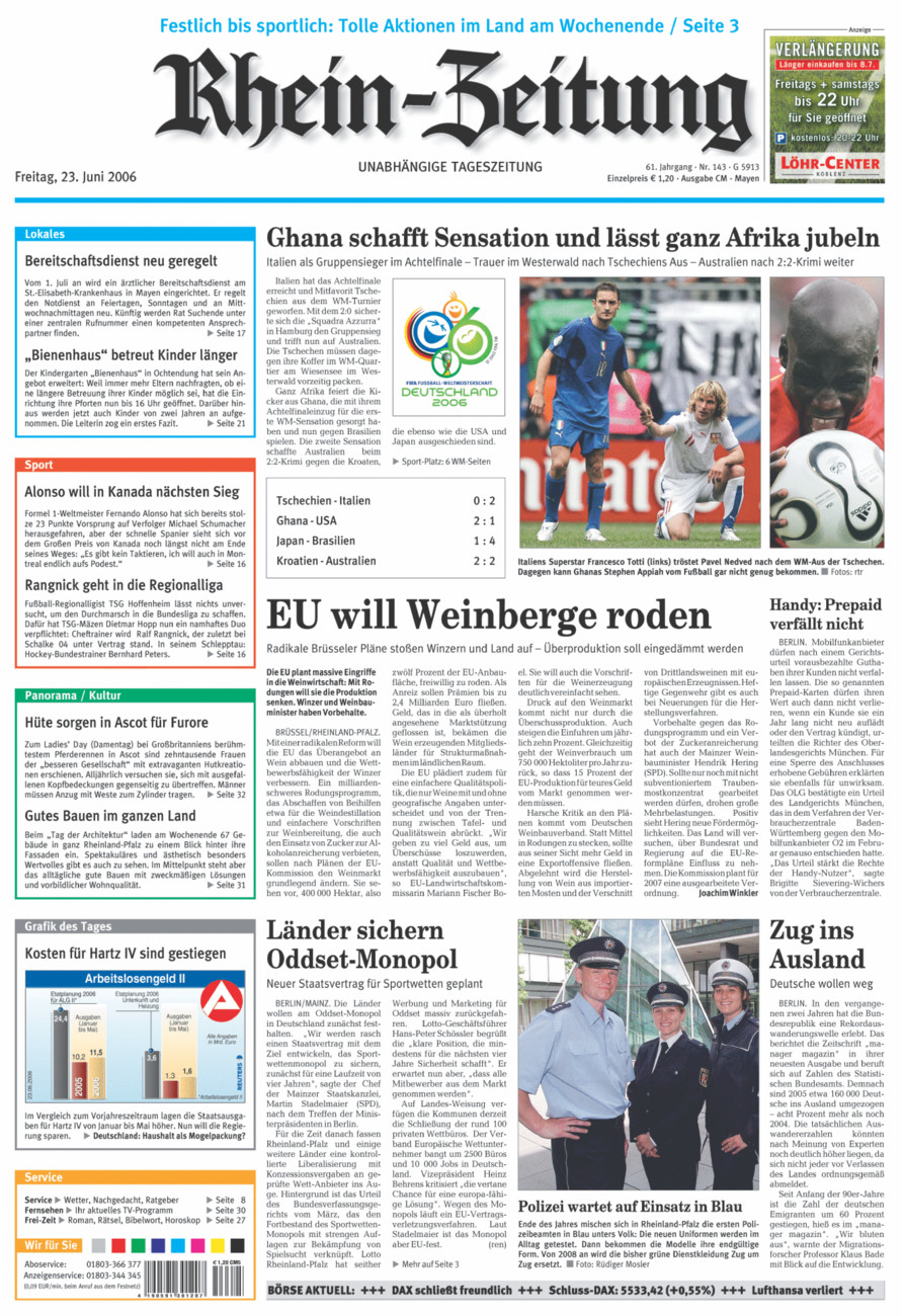 Rhein-Zeitung Andernach & Mayen vom Freitag, 23.06.2006