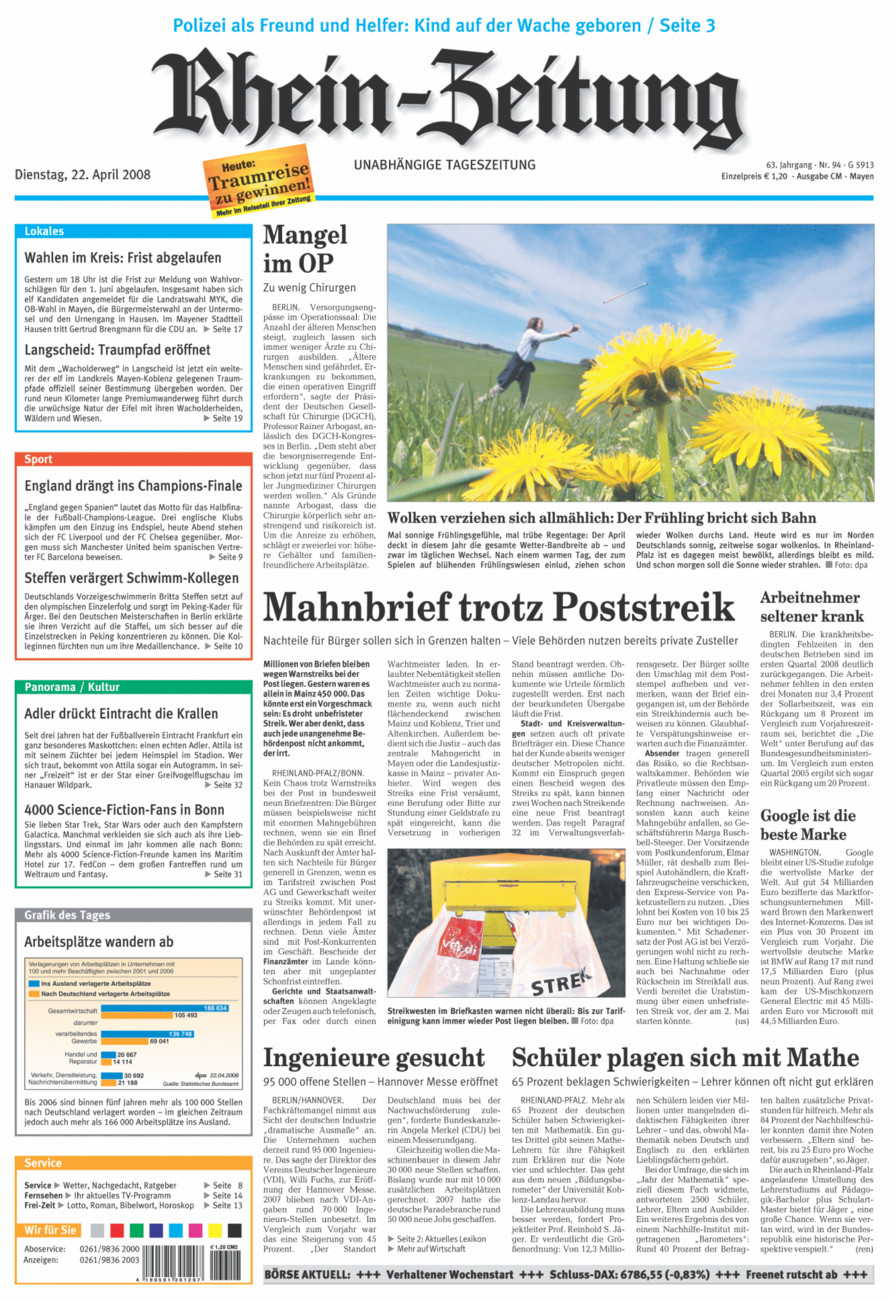 Rhein-Zeitung Andernach & Mayen vom Dienstag, 22.04.2008