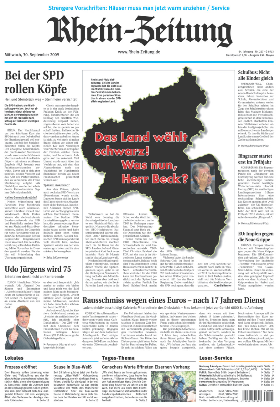 Rhein-Zeitung Andernach & Mayen vom Mittwoch, 30.09.2009