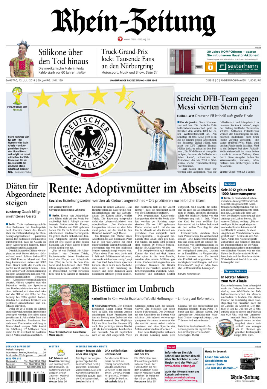 Rhein-Zeitung Andernach & Mayen vom Samstag, 12.07.2014