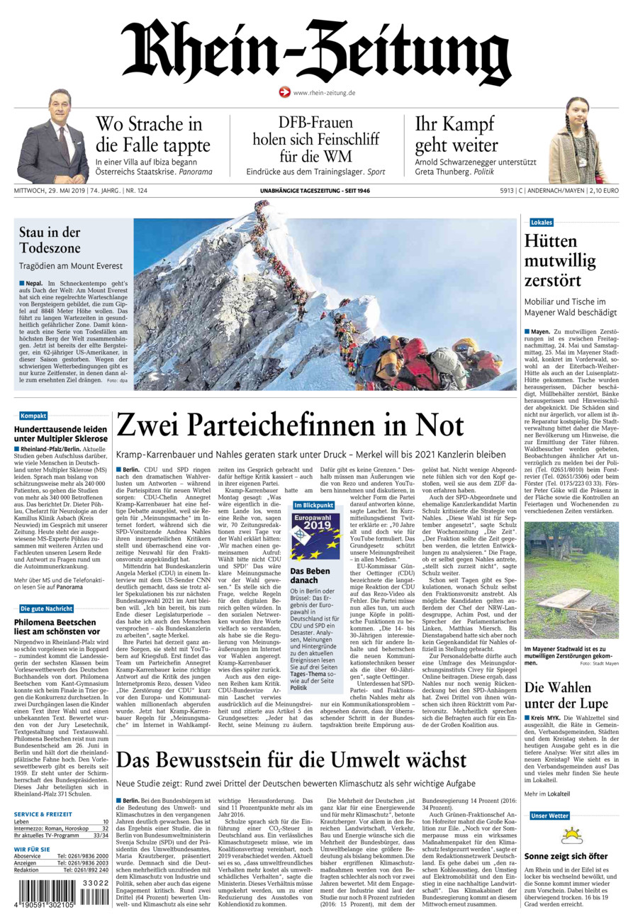 Rhein-Zeitung Andernach & Mayen vom Mittwoch, 29.05.2019