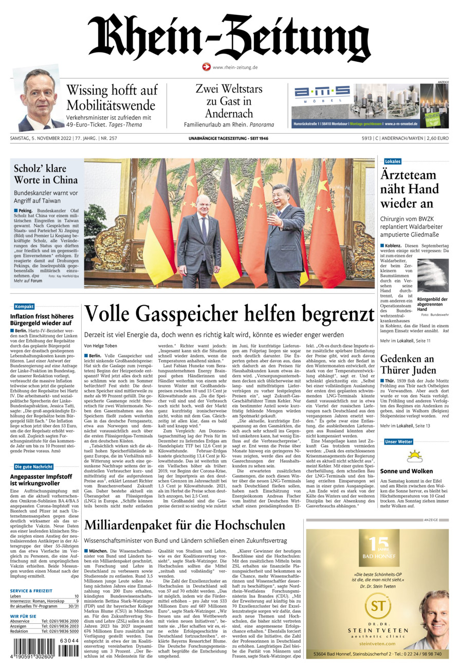 Rhein-Zeitung Andernach & Mayen vom Samstag, 05.11.2022