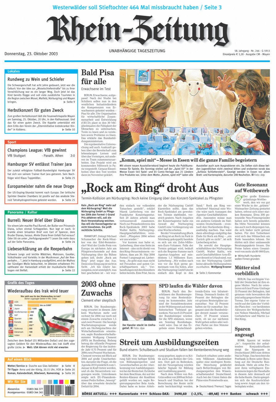 Rhein-Zeitung Andernach & Mayen vom Donnerstag, 23.10.2003