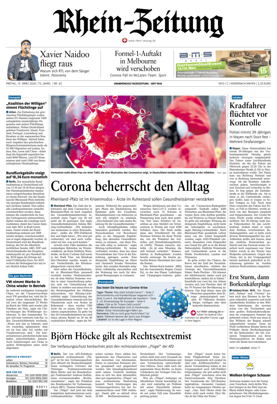 Rhein-Zeitung Andernach & Mayen vom Freitag, 13.03.2020