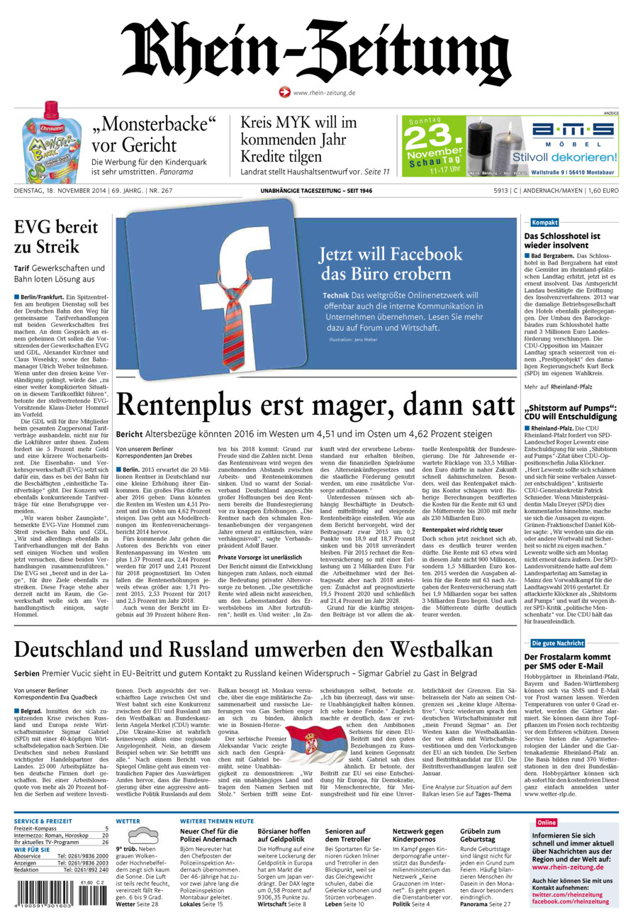 Rhein-Zeitung Andernach & Mayen vom Dienstag, 18.11.2014