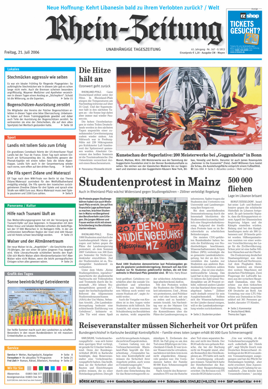 Rhein-Zeitung Andernach & Mayen vom Freitag, 21.07.2006