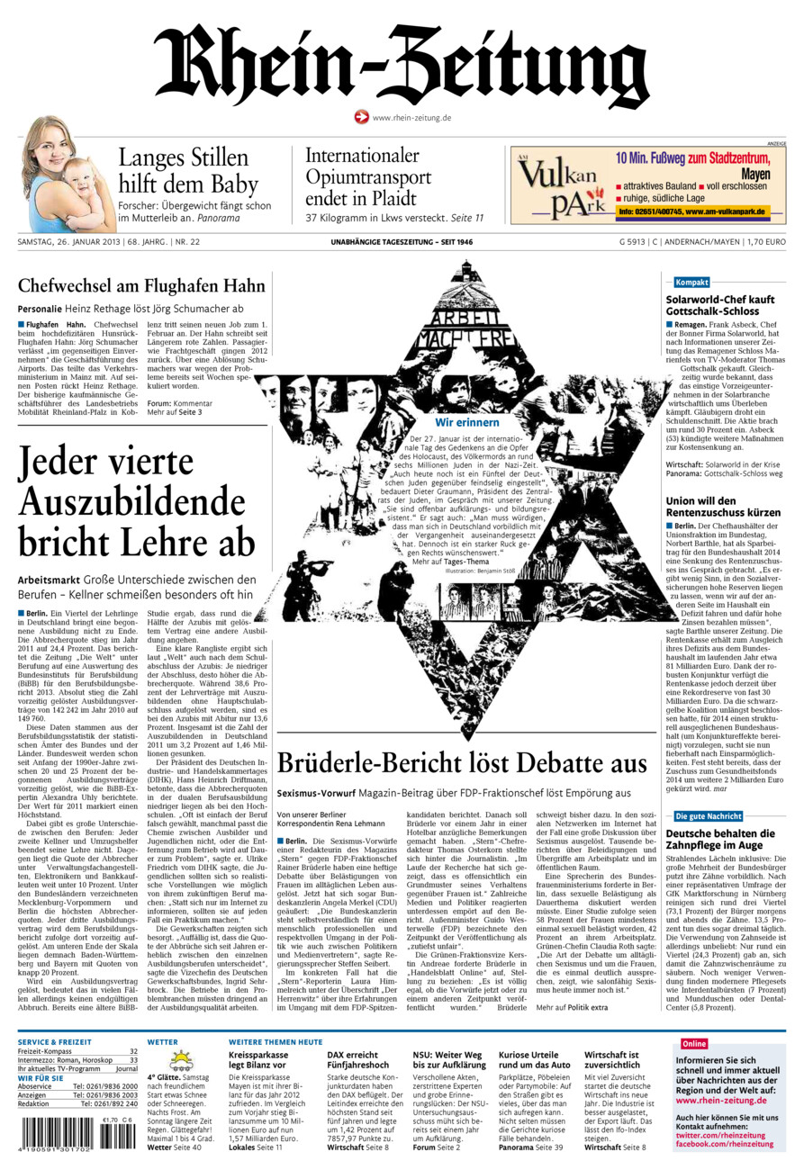 Rhein-Zeitung Andernach & Mayen vom Samstag, 26.01.2013