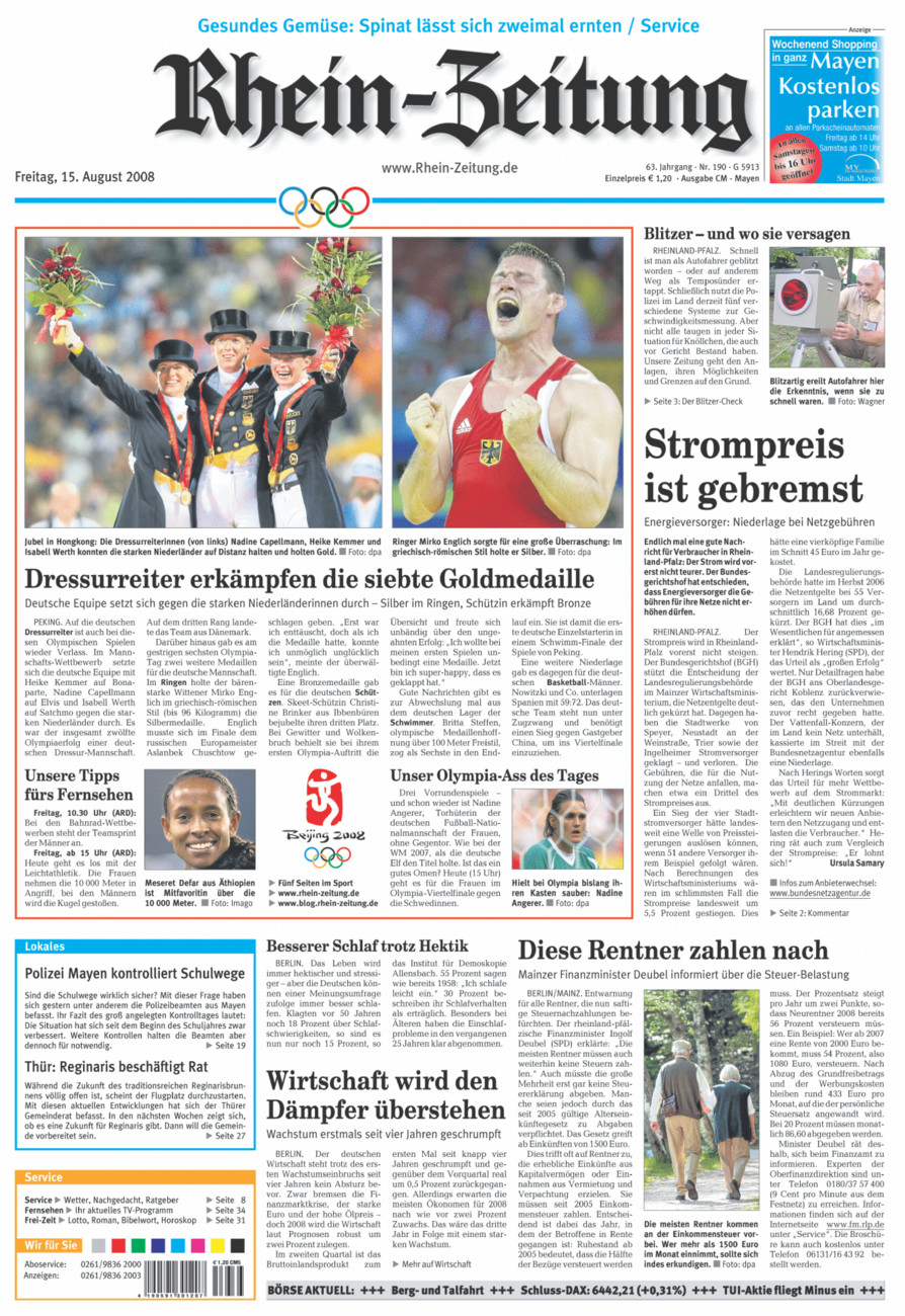 Rhein-Zeitung Andernach & Mayen vom Freitag, 15.08.2008