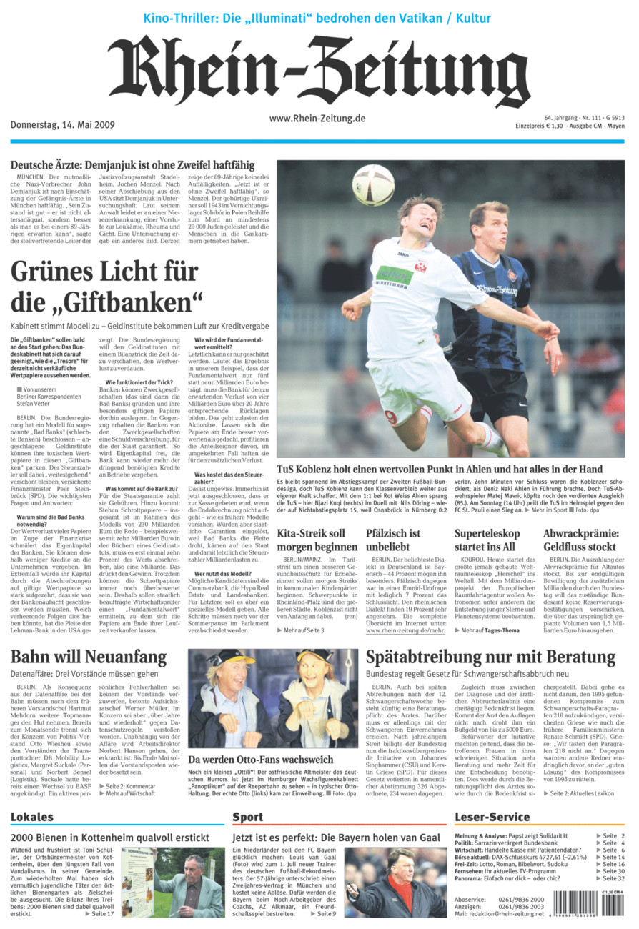 Rhein-Zeitung Andernach & Mayen vom Donnerstag, 14.05.2009