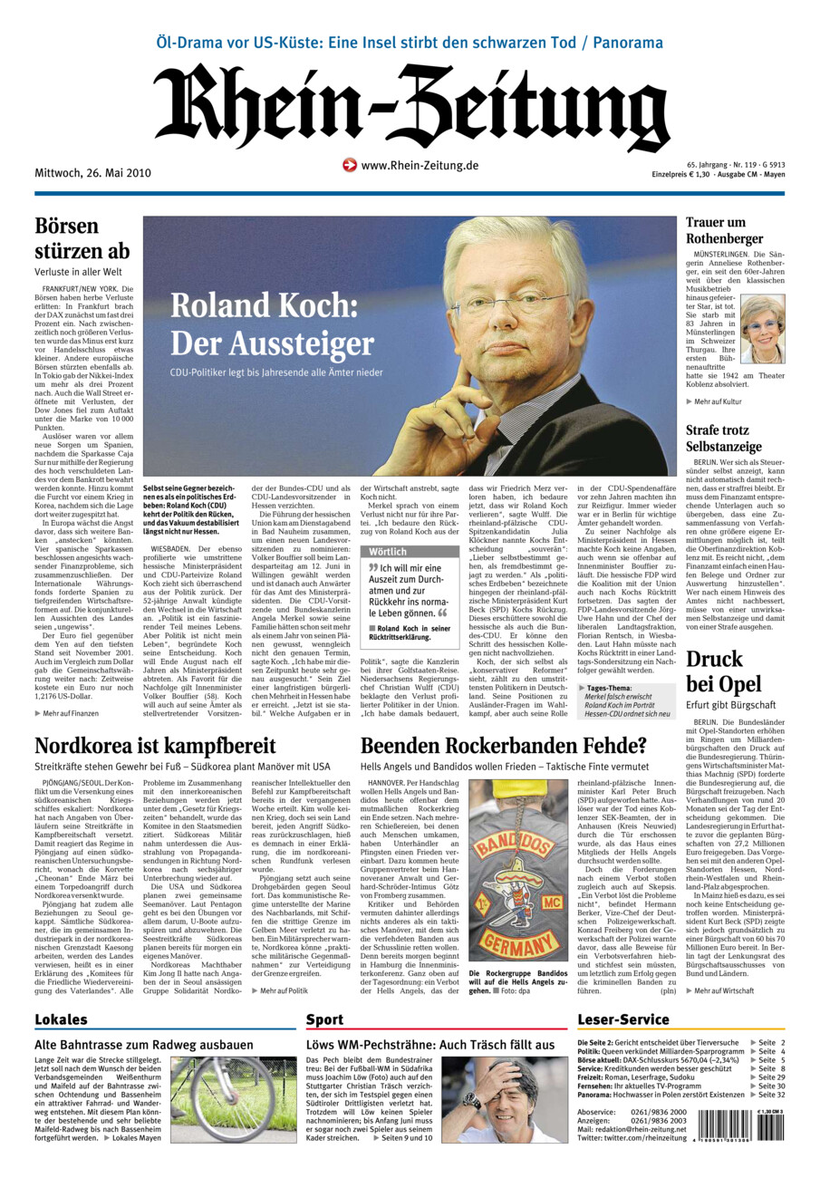 Rhein-Zeitung Andernach & Mayen vom Mittwoch, 26.05.2010
