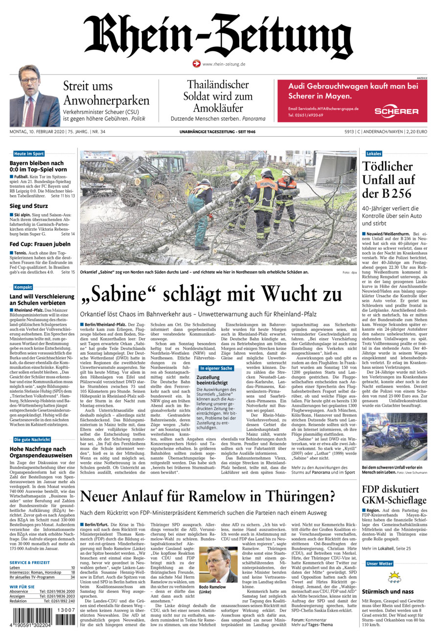 Rhein-Zeitung Andernach & Mayen vom Montag, 10.02.2020