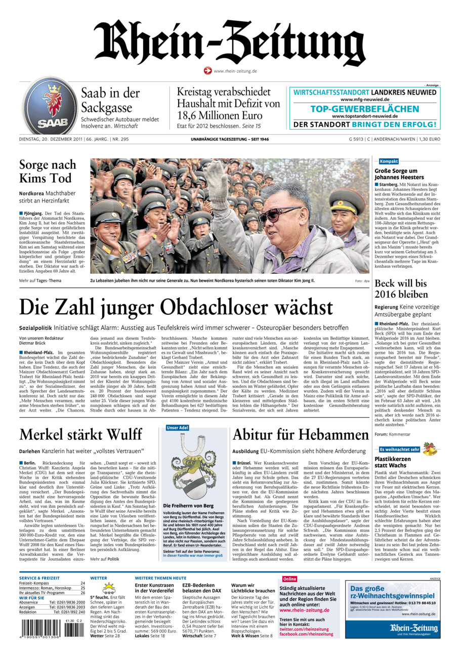 Rhein-Zeitung Andernach & Mayen vom Dienstag, 20.12.2011