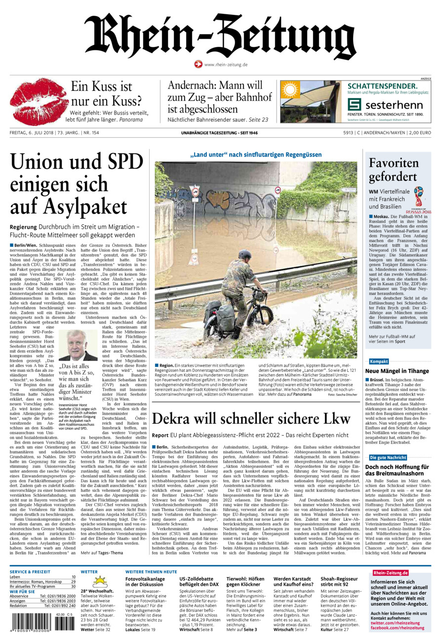 Rhein-Zeitung Andernach & Mayen vom Freitag, 06.07.2018
