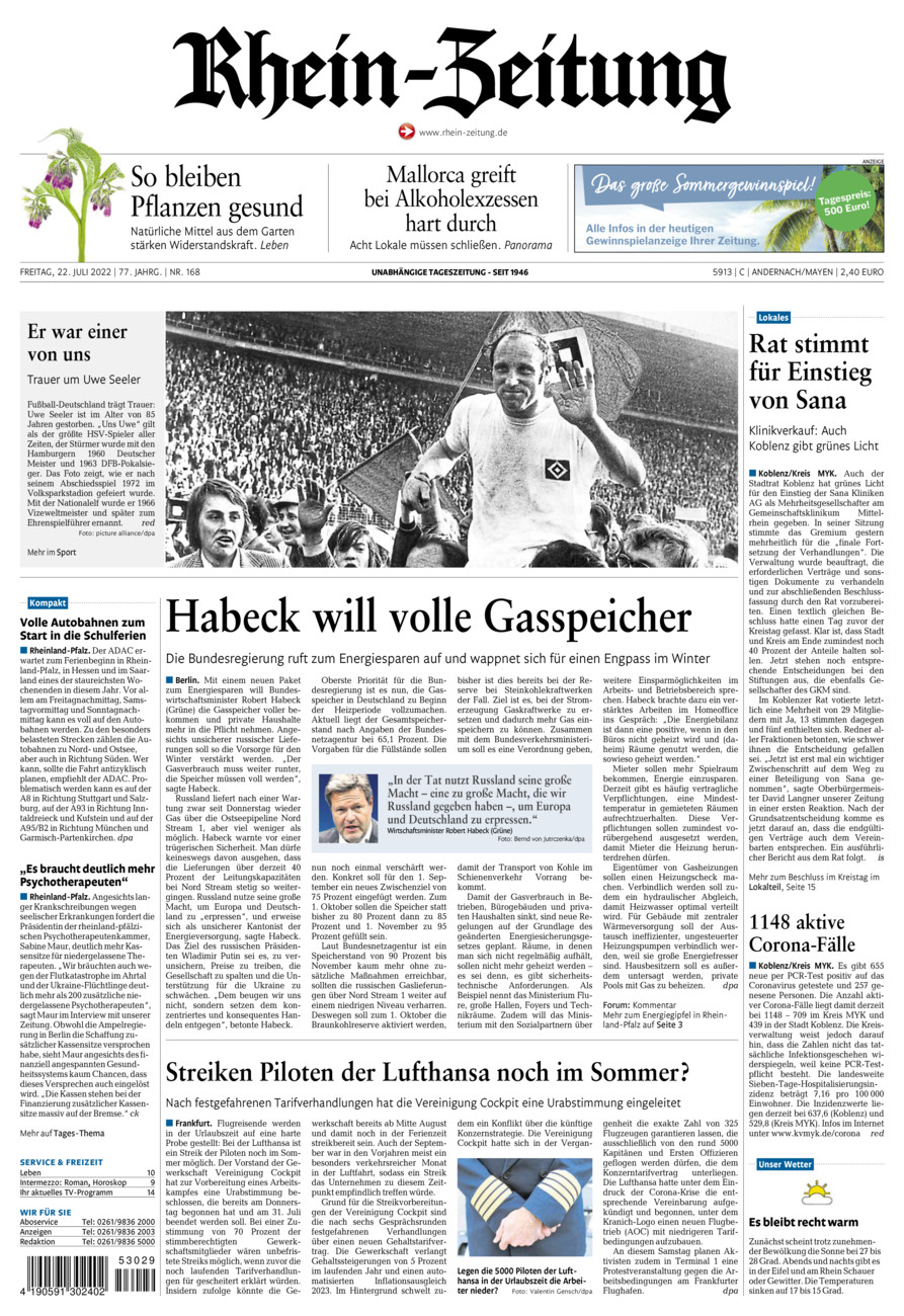 Rhein-Zeitung Andernach & Mayen vom Freitag, 22.07.2022