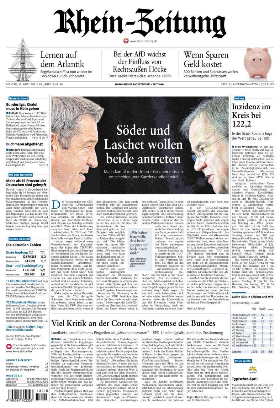Rhein-Zeitung Andernach & Mayen vom Montag, 12.04.2021