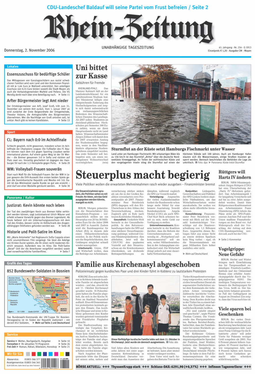 Rhein-Zeitung Andernach & Mayen vom Donnerstag, 02.11.2006