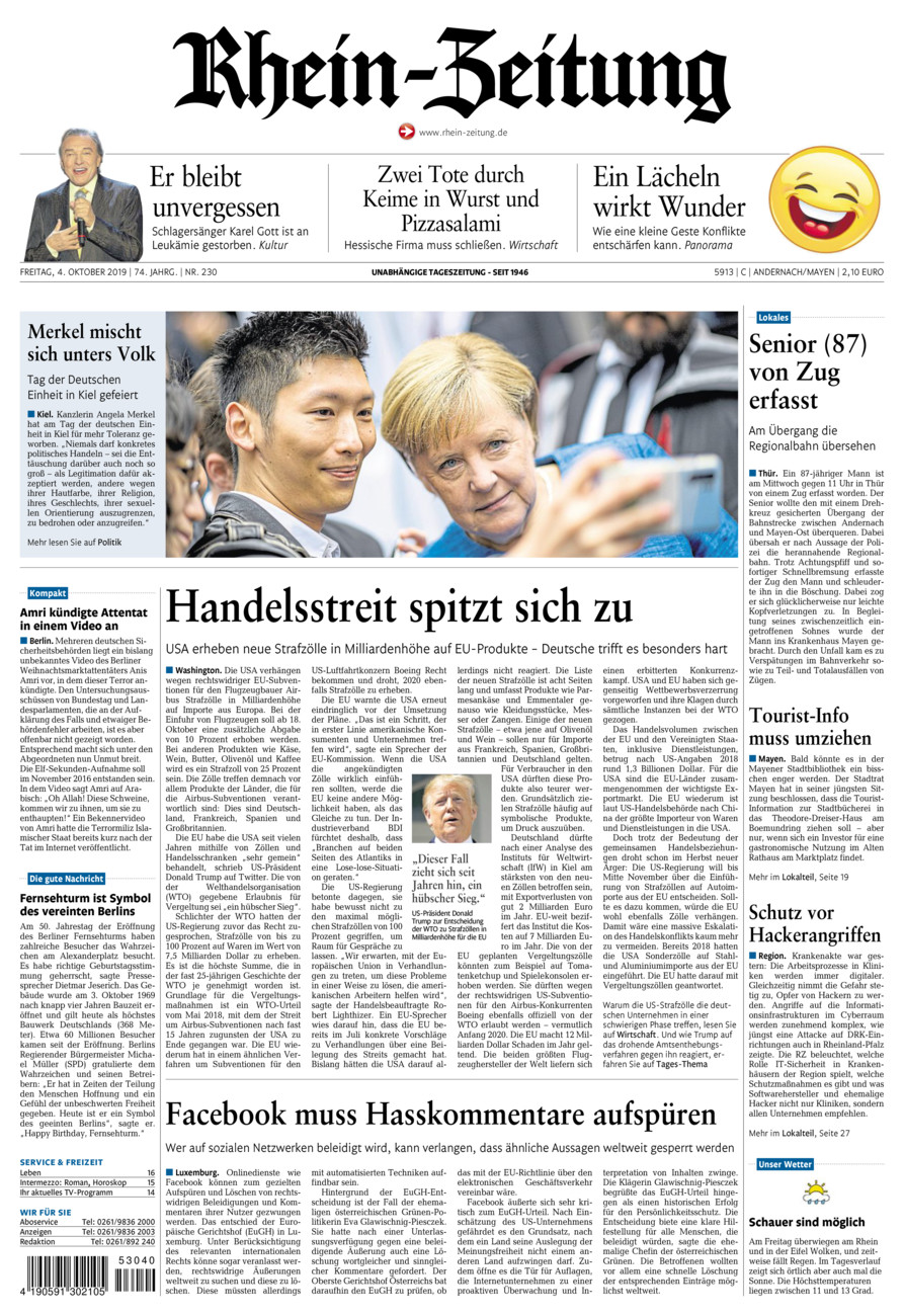 Rhein-Zeitung Andernach & Mayen vom Freitag, 04.10.2019