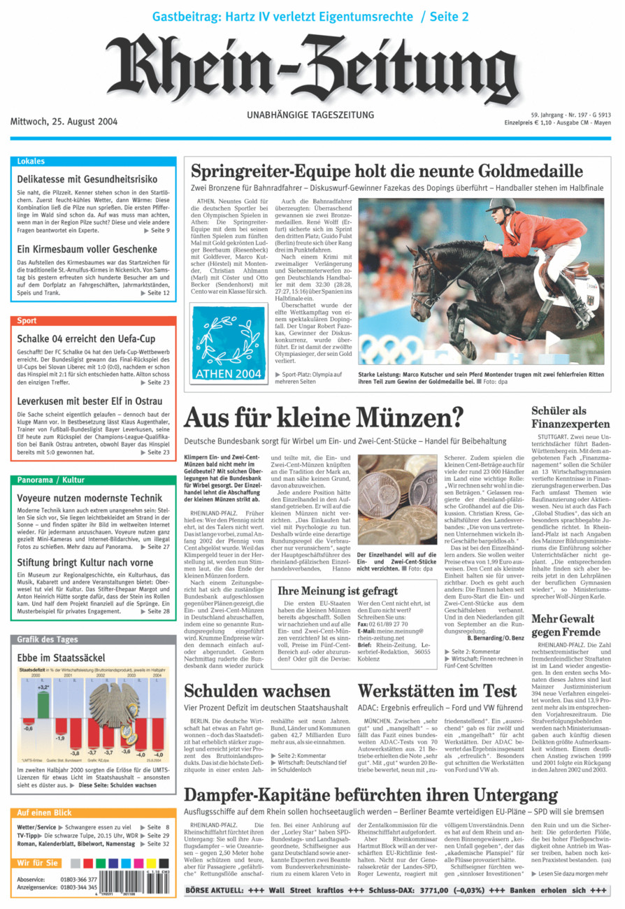 Rhein-Zeitung Andernach & Mayen vom Mittwoch, 25.08.2004