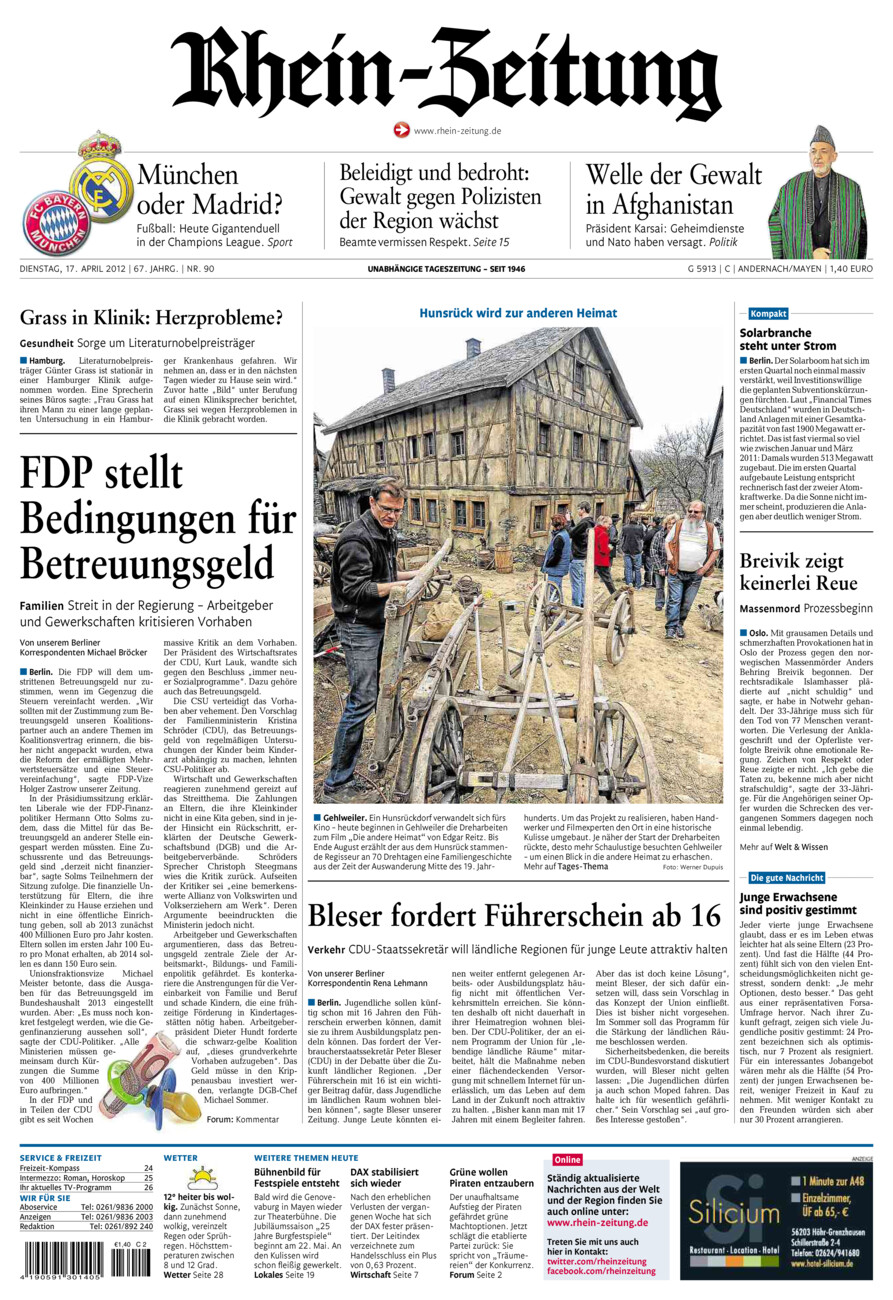 Rhein-Zeitung Andernach & Mayen vom Dienstag, 17.04.2012