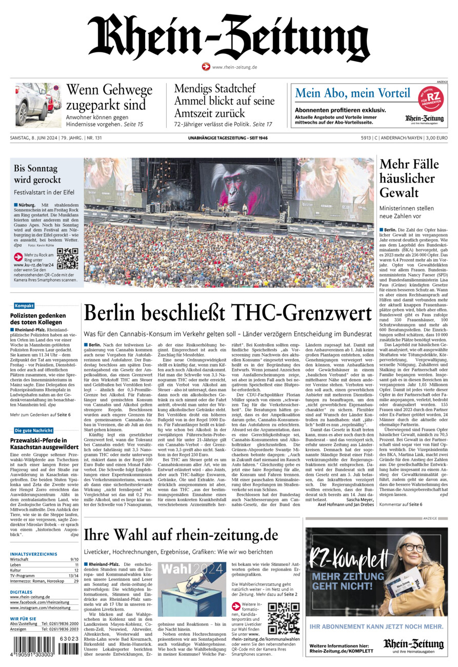 Rhein-Zeitung Andernach & Mayen vom Samstag, 08.06.2024