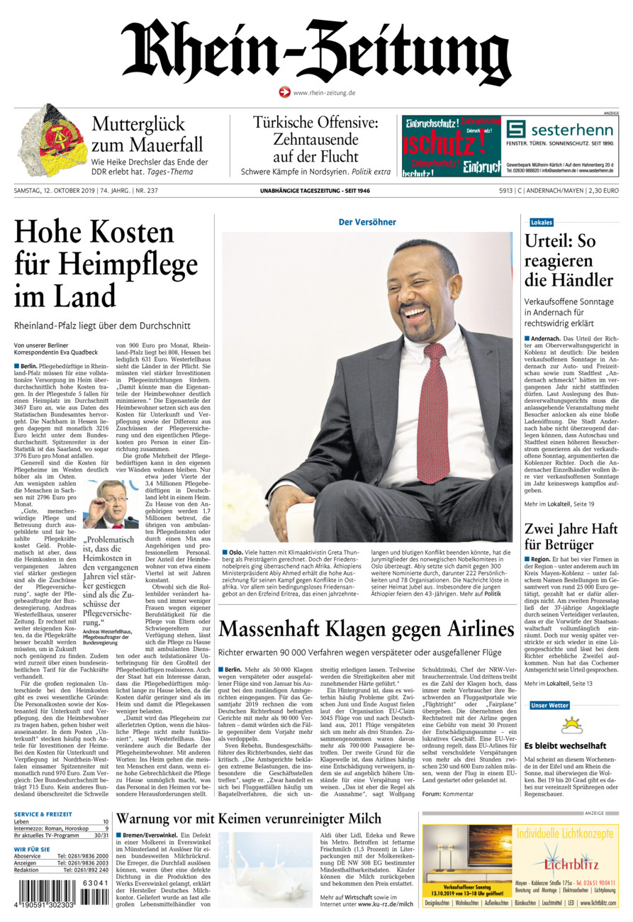 Rhein-Zeitung Andernach & Mayen vom Samstag, 12.10.2019