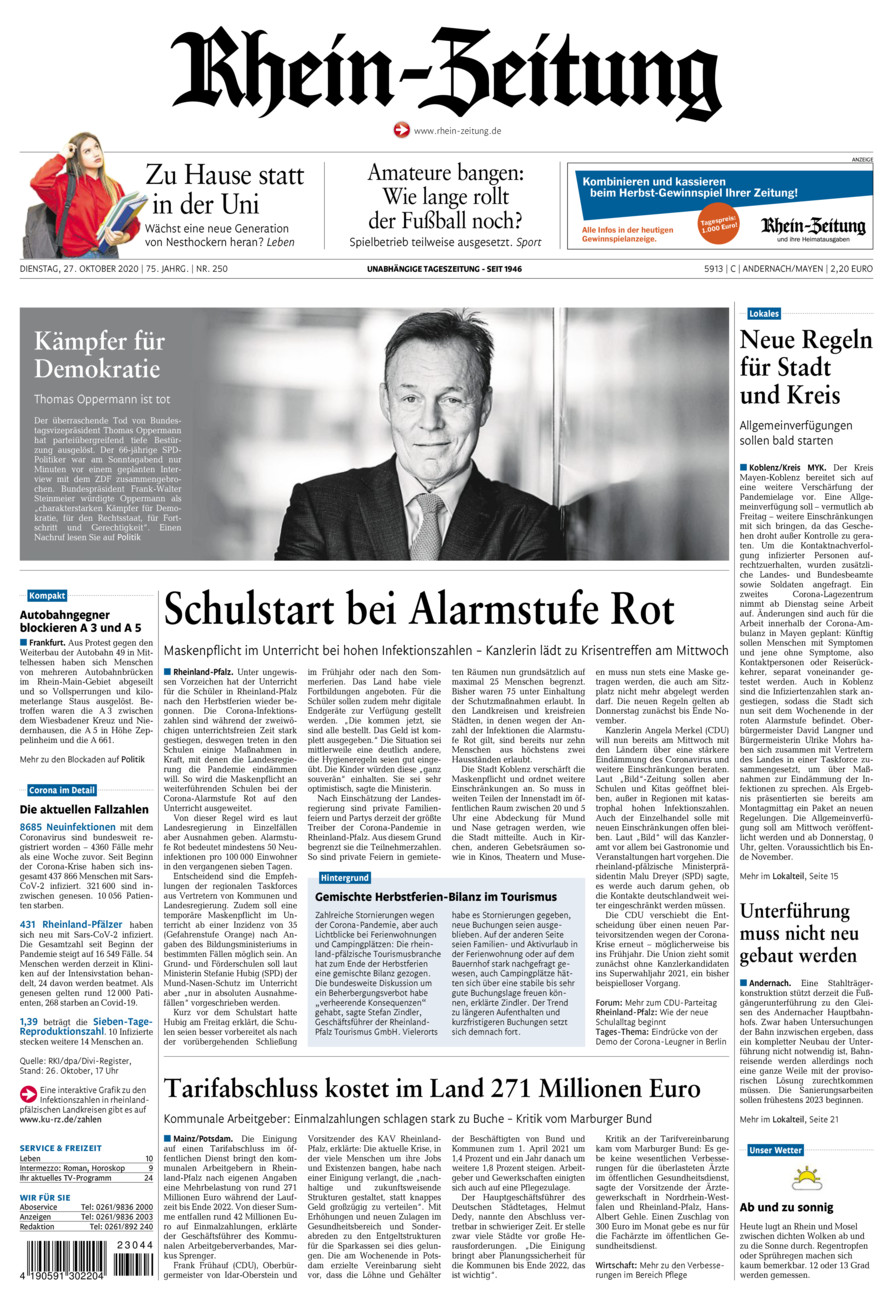 Rhein-Zeitung Andernach & Mayen vom Dienstag, 27.10.2020