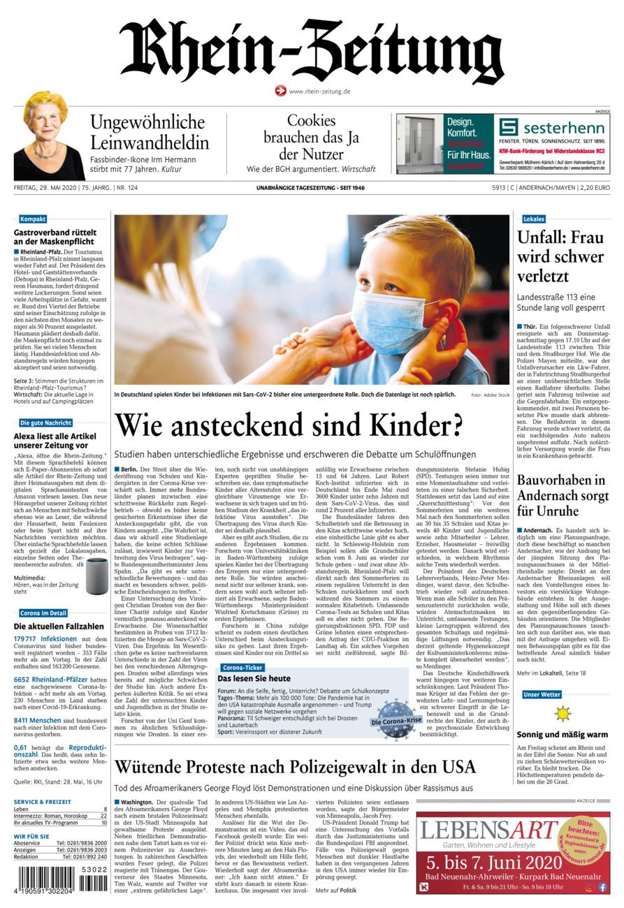 Rhein-Zeitung Andernach & Mayen vom Freitag, 29.05.2020