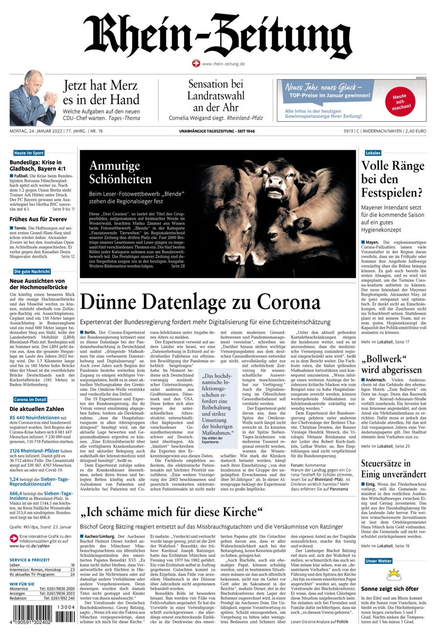 Rhein-Zeitung Andernach & Mayen vom Montag, 24.01.2022