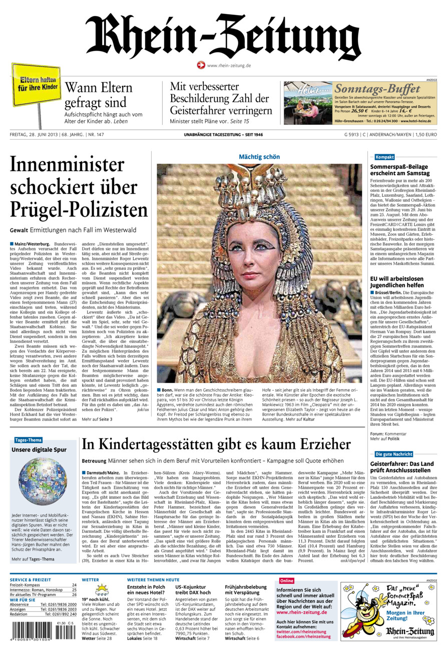 Rhein-Zeitung Andernach & Mayen vom Freitag, 28.06.2013