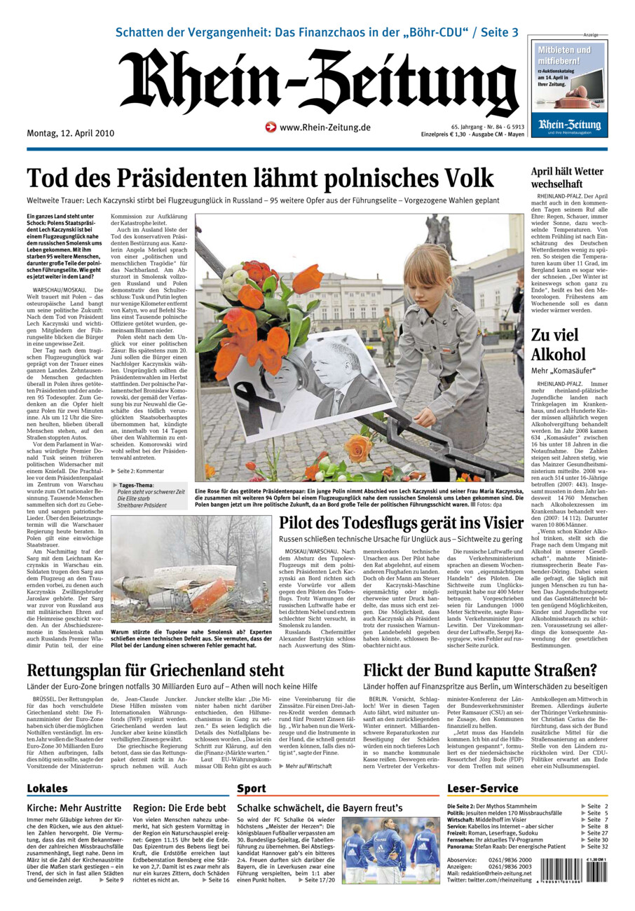 Rhein-Zeitung Andernach & Mayen vom Montag, 12.04.2010
