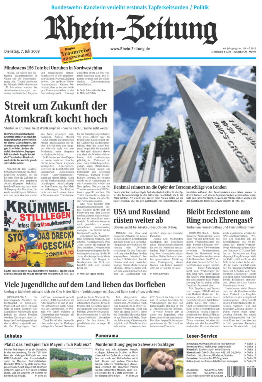 Rhein-Zeitung Andernach & Mayen vom Dienstag, 07.07.2009