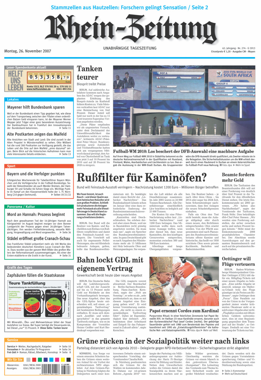 Rhein-Zeitung Andernach & Mayen vom Montag, 26.11.2007