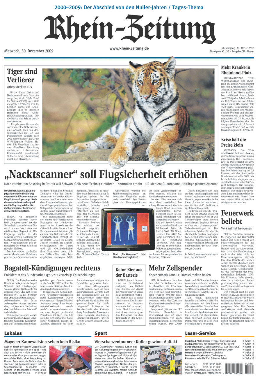 Rhein-Zeitung Andernach & Mayen vom Mittwoch, 30.12.2009