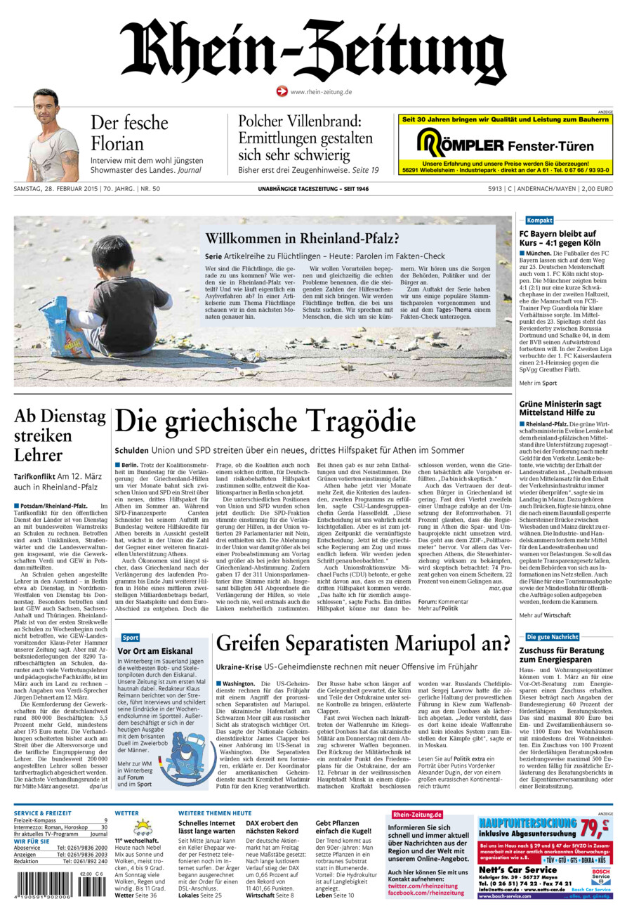 Rhein-Zeitung Andernach & Mayen vom Samstag, 28.02.2015