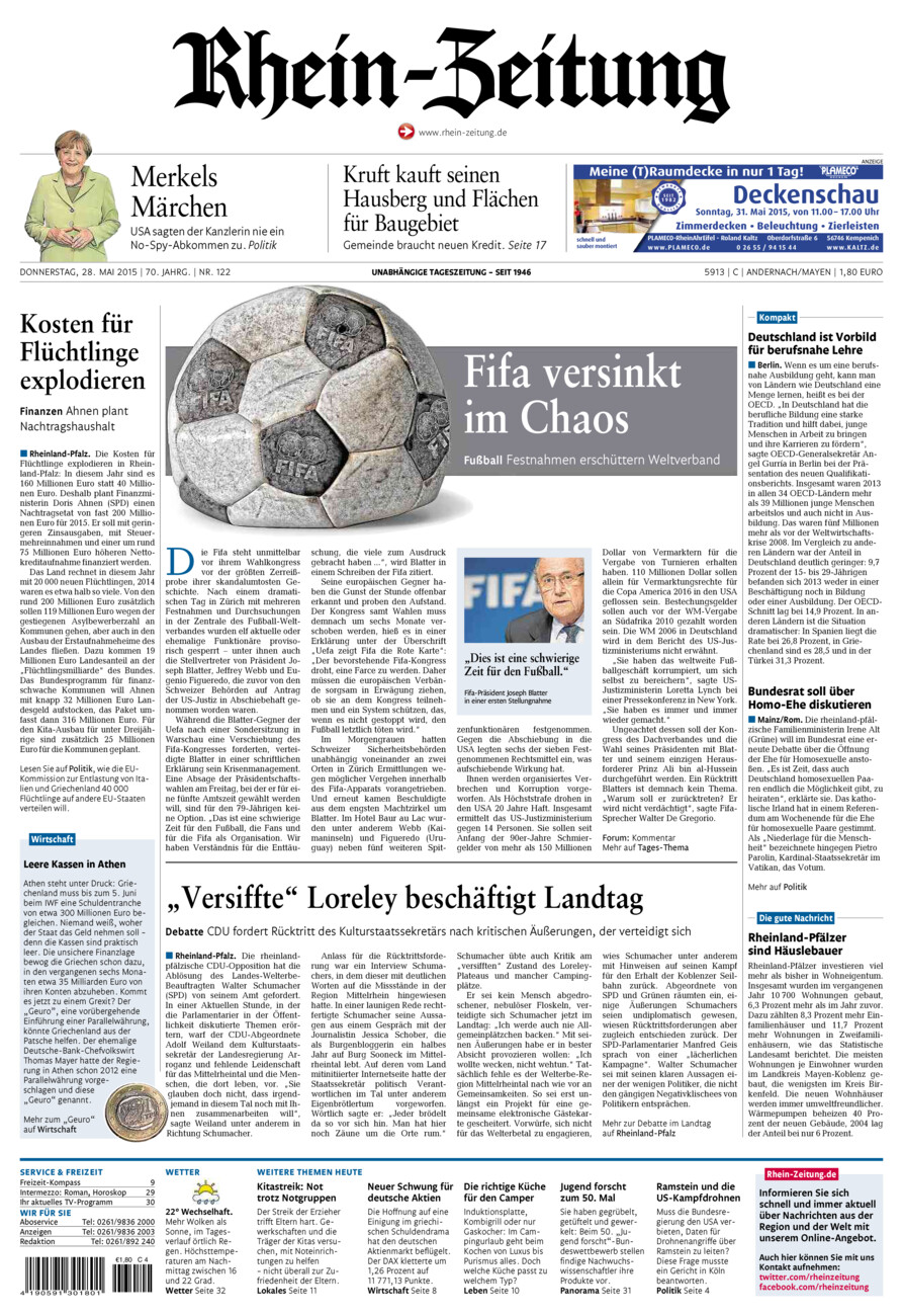 Rhein-Zeitung Andernach & Mayen vom Donnerstag, 28.05.2015