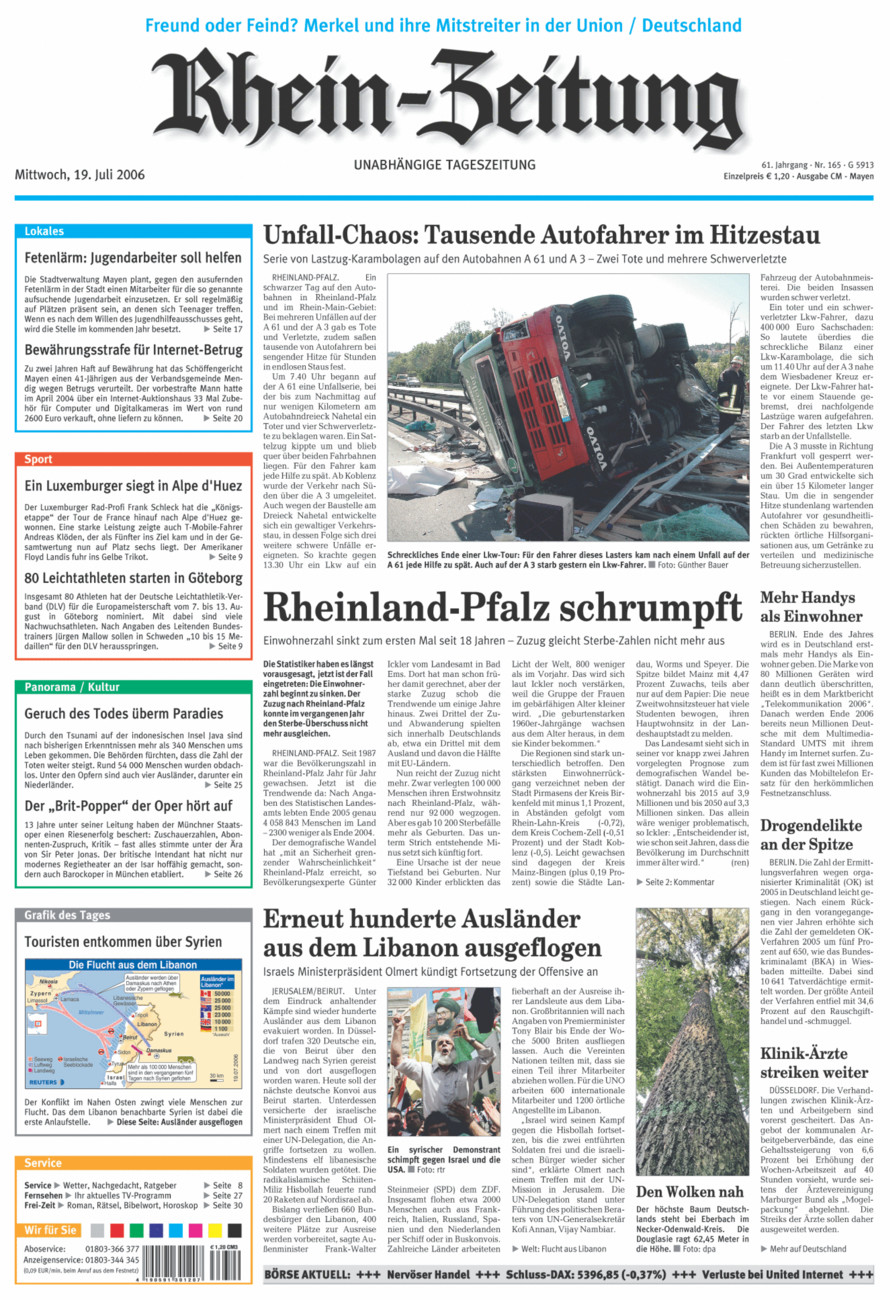 Rhein-Zeitung Andernach & Mayen vom Mittwoch, 19.07.2006