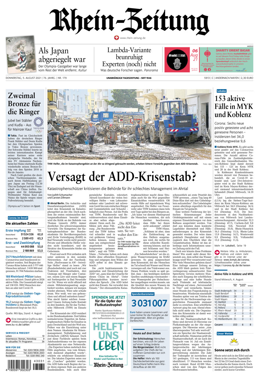 Rhein-Zeitung Andernach & Mayen vom Donnerstag, 05.08.2021