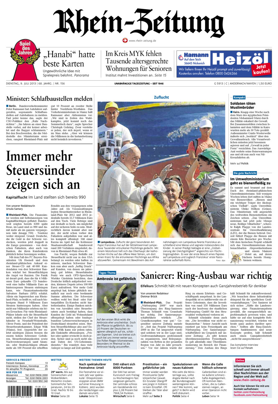 Rhein-Zeitung Andernach & Mayen vom Dienstag, 09.07.2013