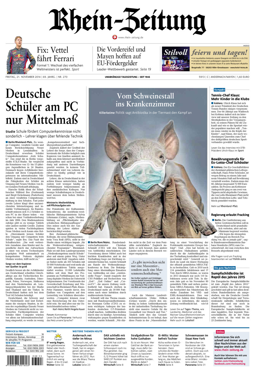 Rhein-Zeitung Andernach & Mayen vom Freitag, 21.11.2014