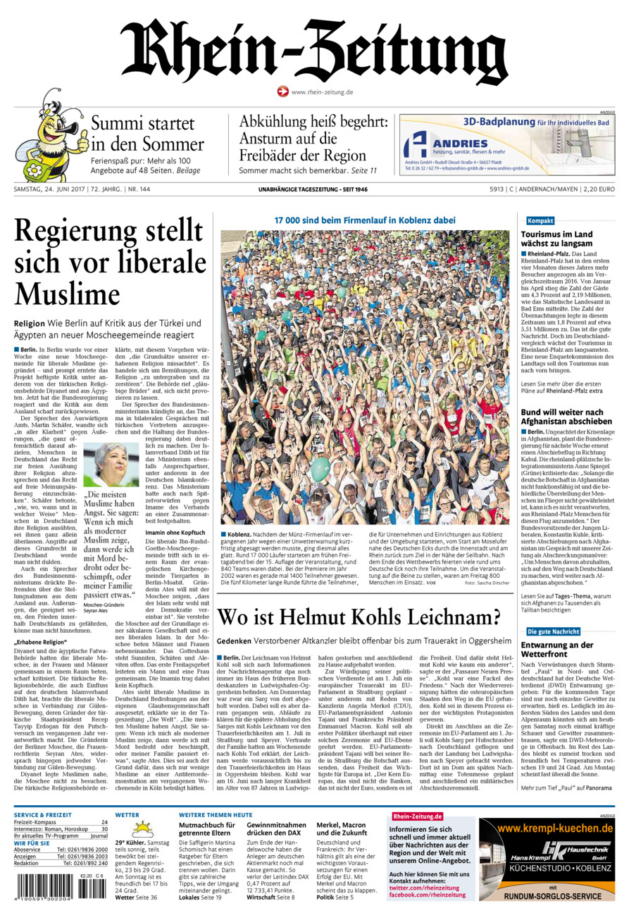 Rhein-Zeitung Andernach & Mayen vom Samstag, 24.06.2017