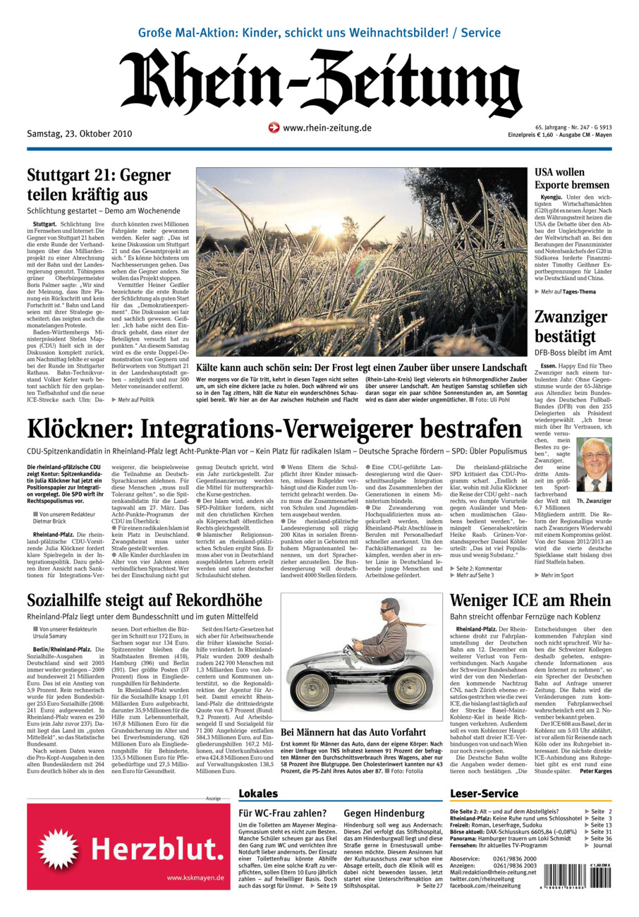 Rhein-Zeitung Andernach & Mayen vom Samstag, 23.10.2010