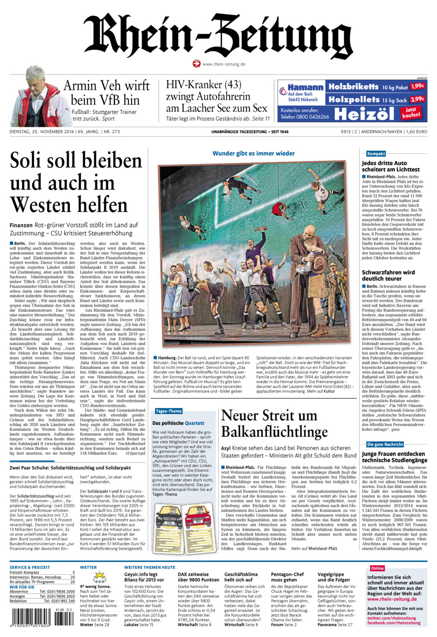 Rhein-Zeitung Andernach & Mayen vom Dienstag, 25.11.2014