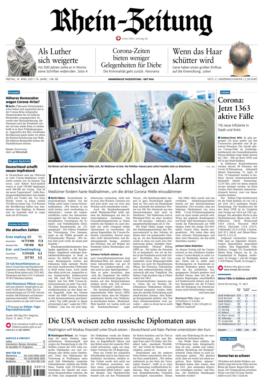 Rhein-Zeitung Andernach & Mayen vom Freitag, 16.04.2021