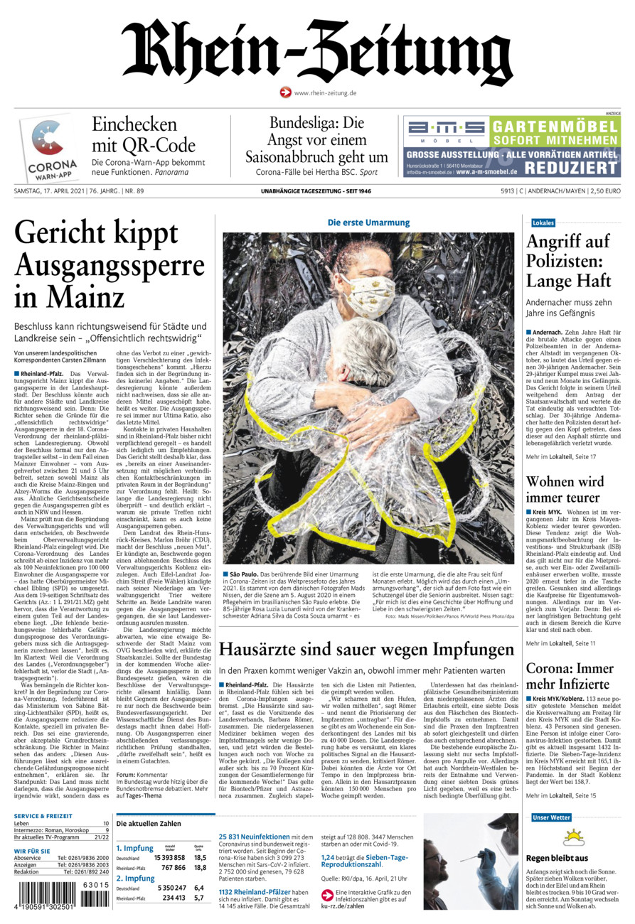 Rhein-Zeitung Andernach & Mayen vom Samstag, 17.04.2021