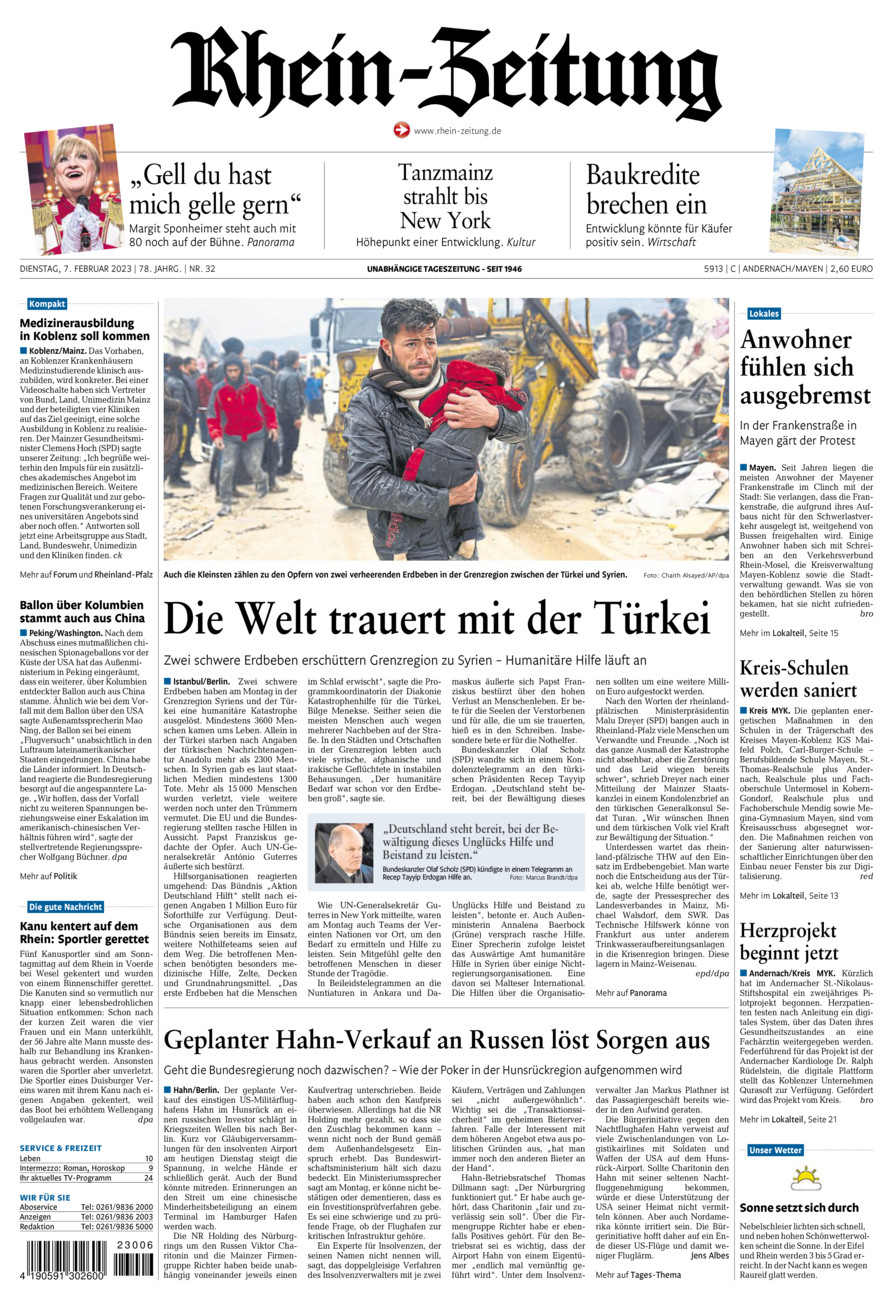 Rhein-Zeitung Andernach & Mayen vom Dienstag, 07.02.2023