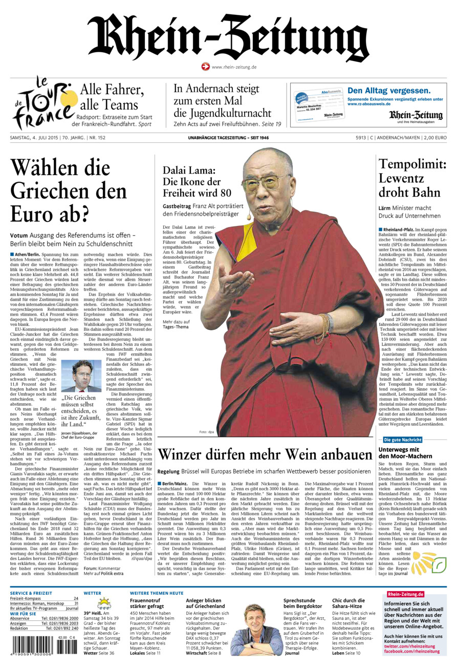 Rhein-Zeitung Andernach & Mayen vom Samstag, 04.07.2015