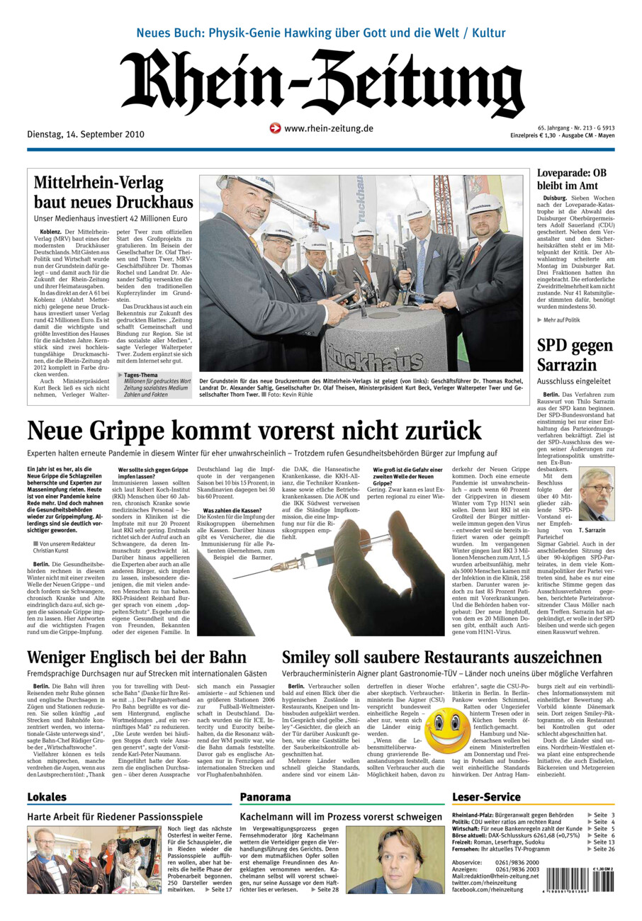 Rhein-Zeitung Andernach & Mayen vom Dienstag, 14.09.2010