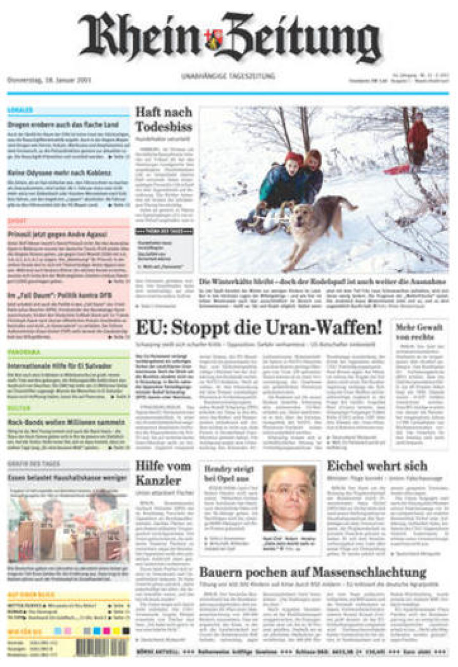 Rhein-Zeitung Andernach & Mayen vom Donnerstag, 18.01.2001